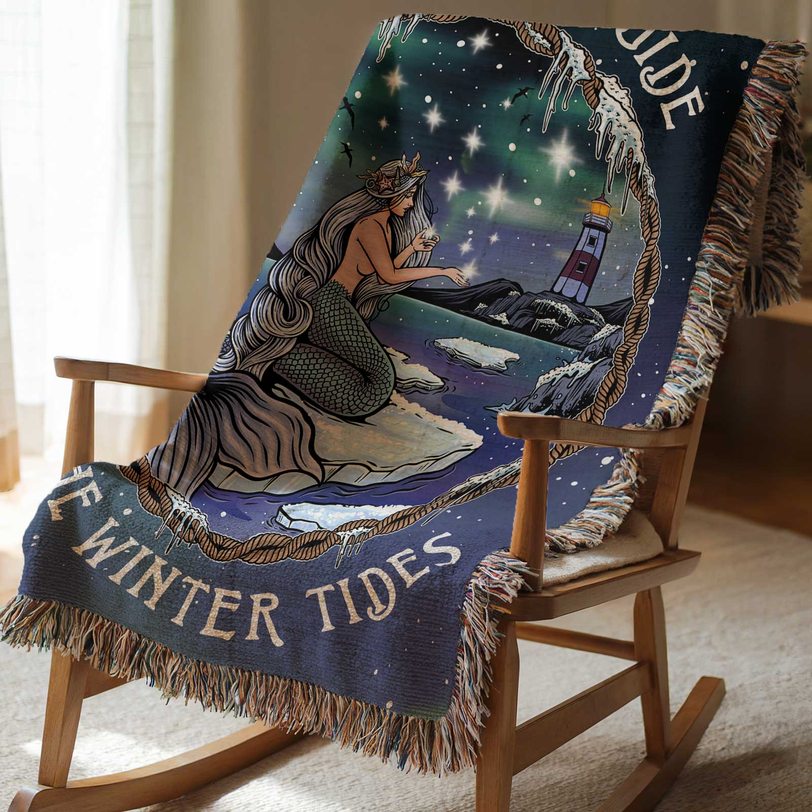 Mountains & Mermaids Winter Tides Mermaid Woven Blanket