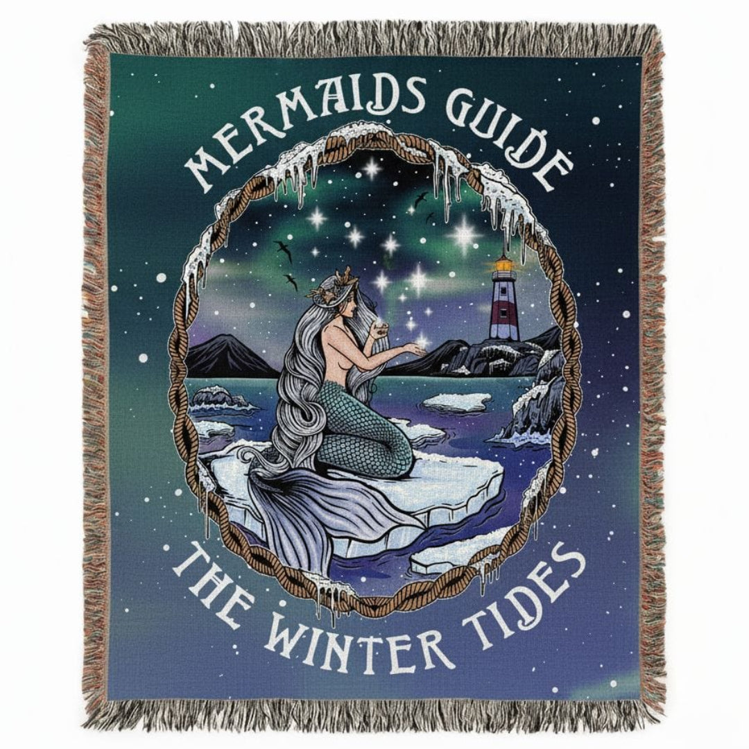 Mountains & Mermaids Winter Tides Mermaid Woven Blanket Artwork / 52'' × 37'' 23919357025202935111