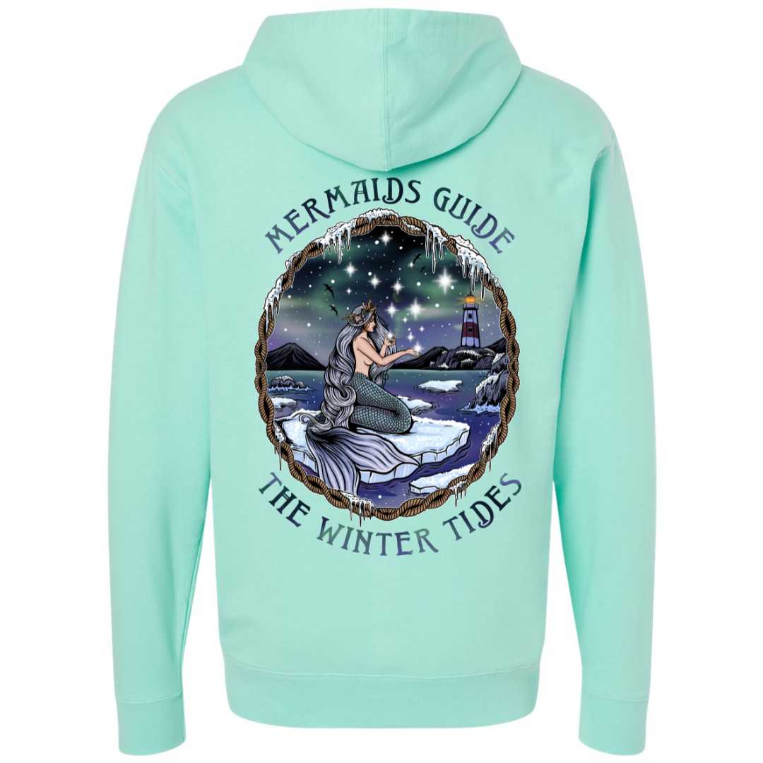 Mountains &amp; Mermaids Winter Tides Pullover Hoodie (Mint) Small MM1632
