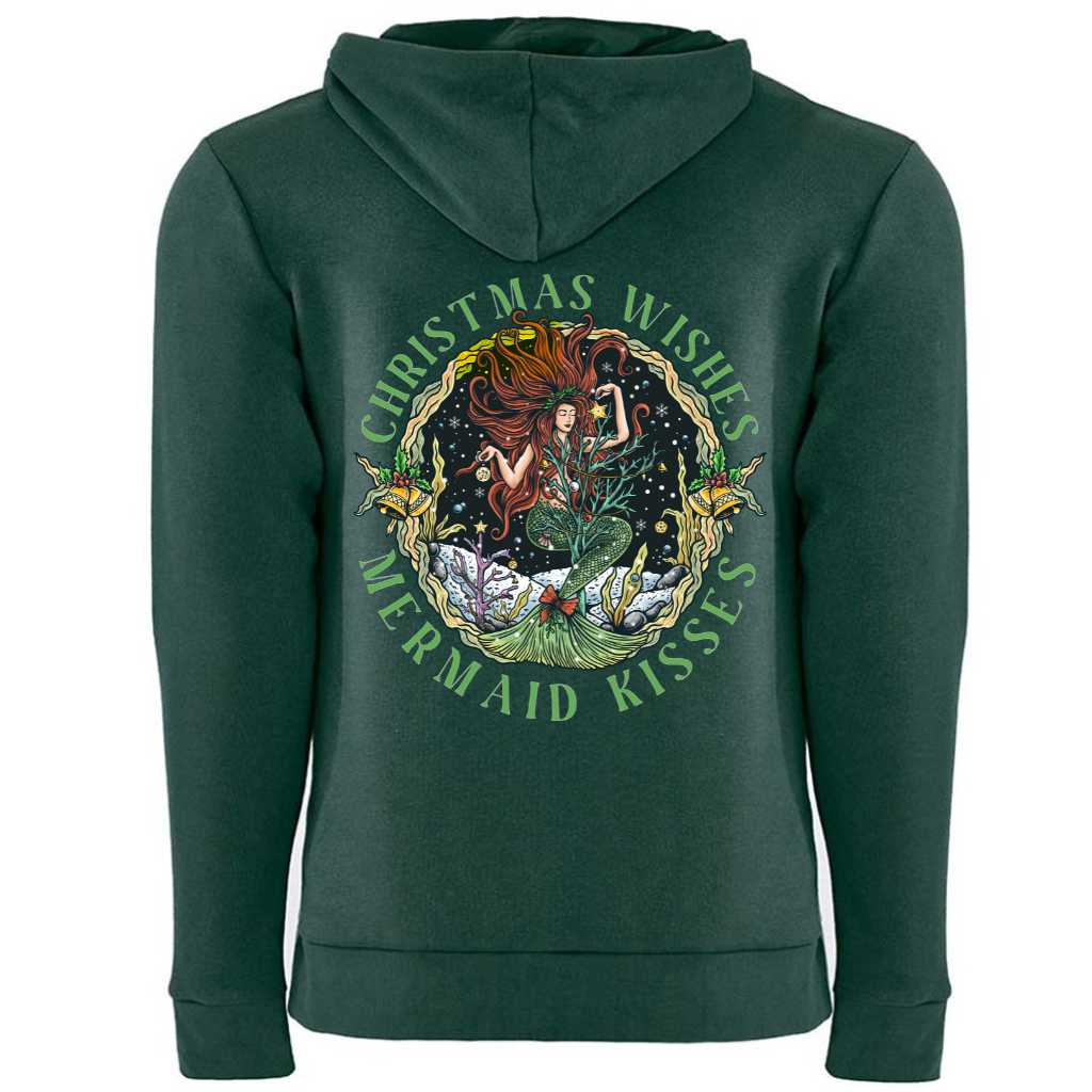 Christmas Mermaid Pullover Hoodie (Forest)