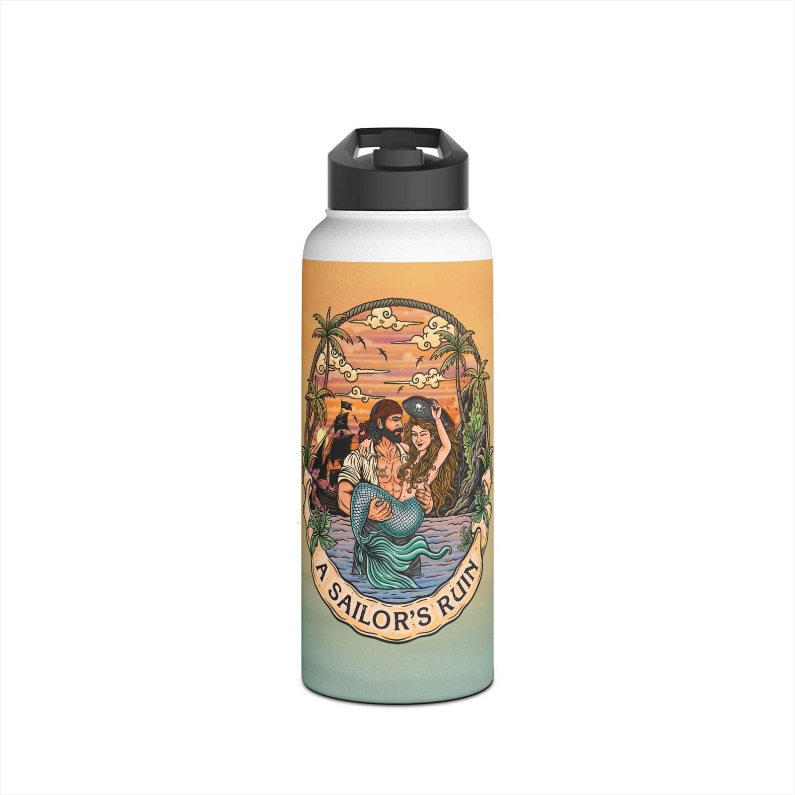 Printify A Sailor's Ruin 32oz Stainless Steel Water Bottle 32oz / White 27742996317550030778