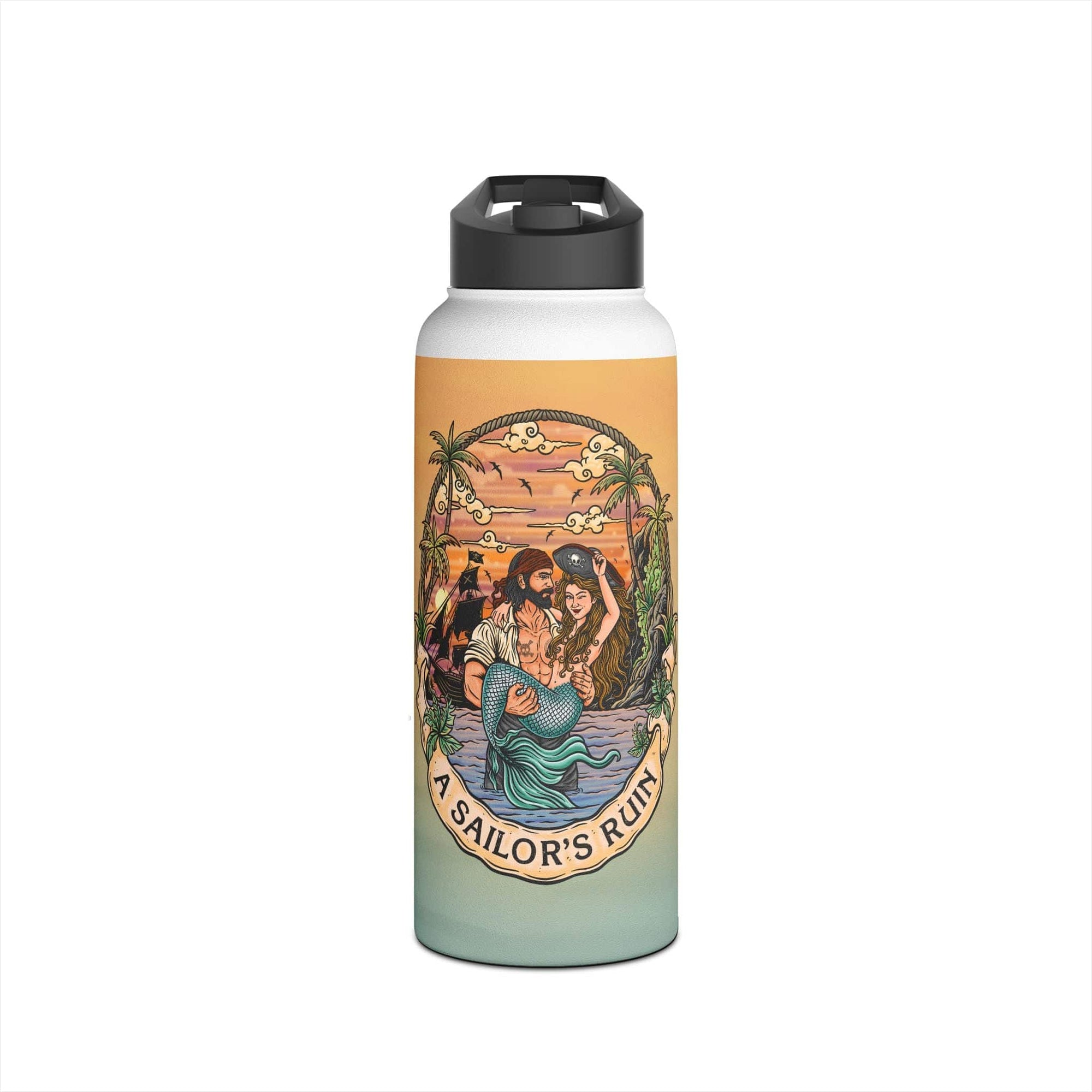 Printify A Sailor's Ruin 32oz Stainless Steel Water Bottle 32oz / White 27742996317550030778