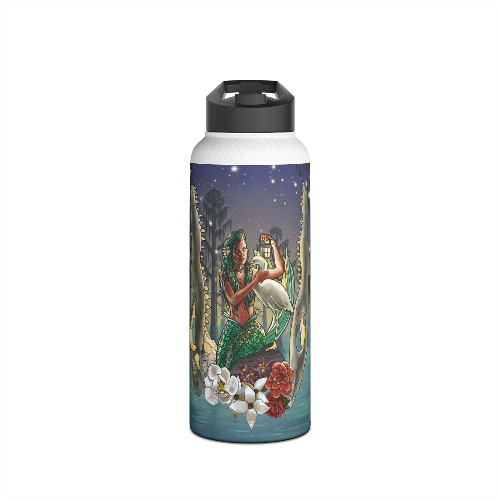 Printify Bayou Mermaid 32oz Stainless Steel Water Bottle 32oz / White 24578528812147884209