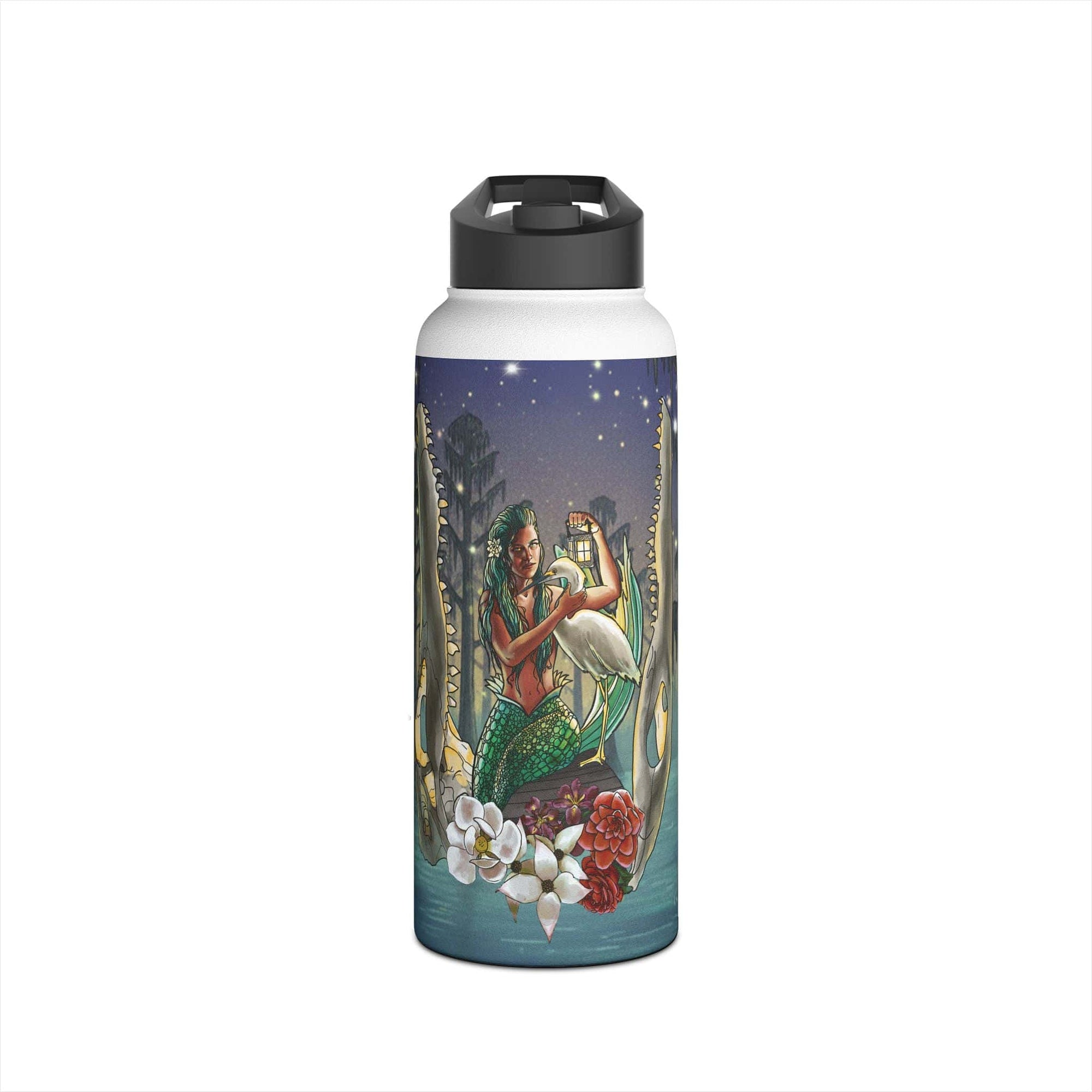 Printify Bayou Mermaid 32oz Stainless Steel Water Bottle 32oz / White 24578528812147884209