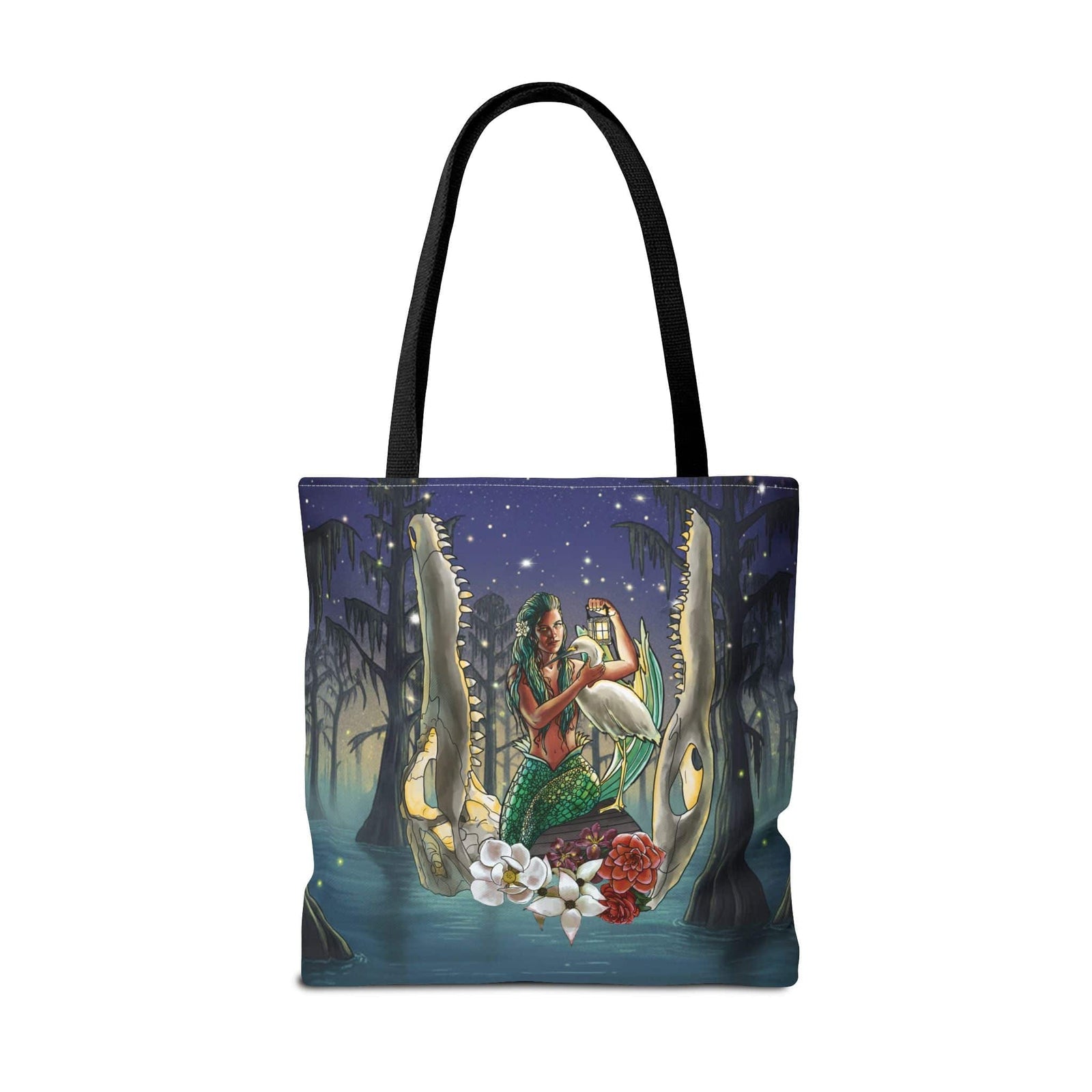 Printify Bayou Mermaid Tote Bag 18" × 18'' / Black 22886341377557516658
