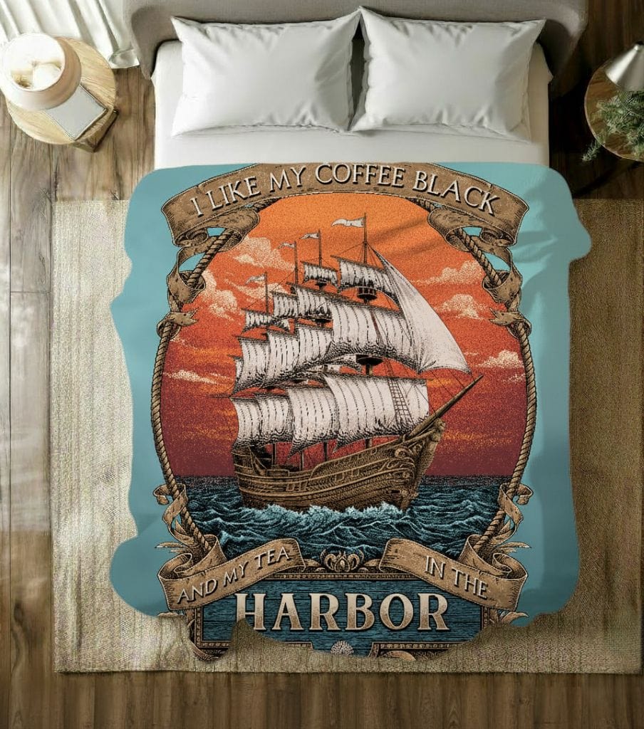 Printify Black Harbor Plush Blanket