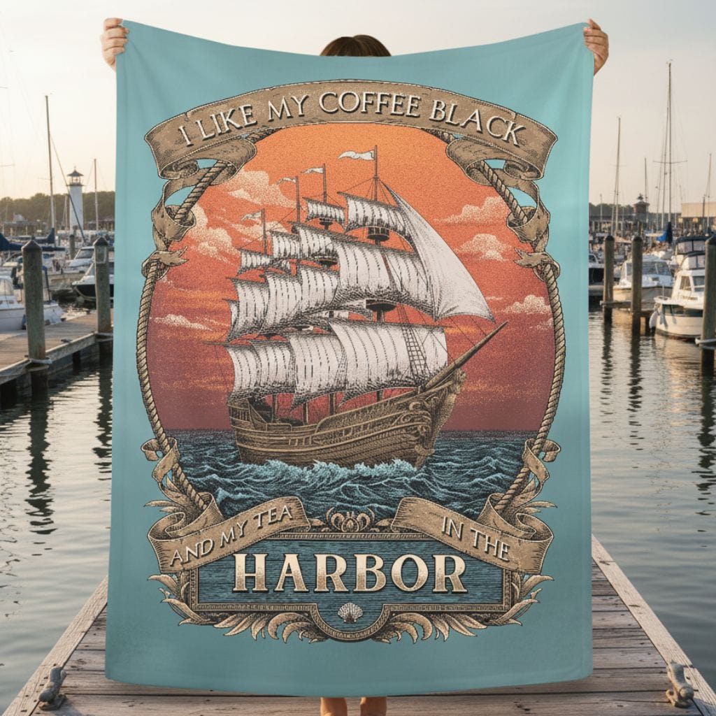 Printify Black Harbor Plush Blanket
