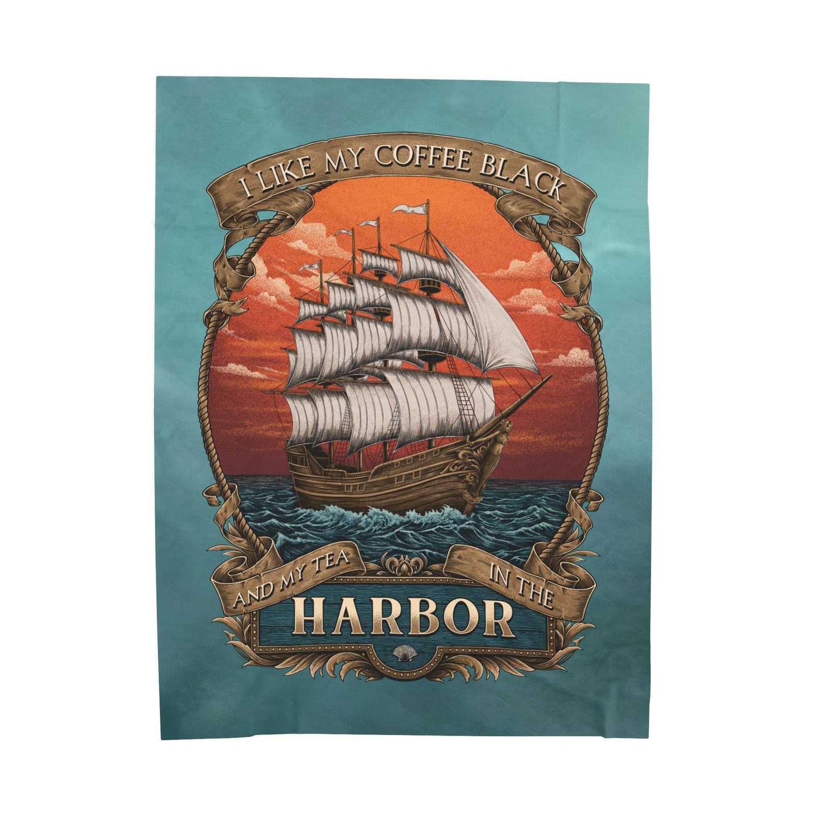 Printify Black Harbor Plush Blanket