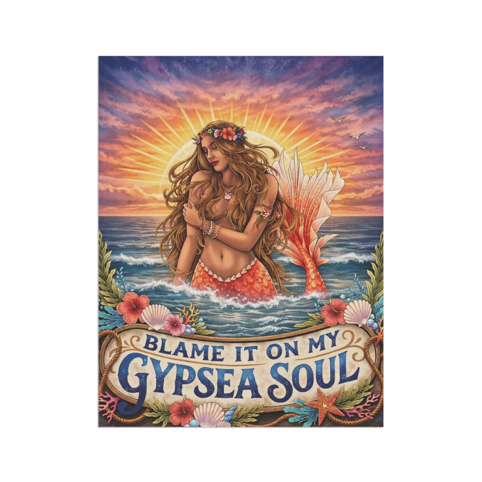 Printify Blame It On My Gypsea Soul  Beach House Flag 24.5'' × 32'' 16658356858682904810