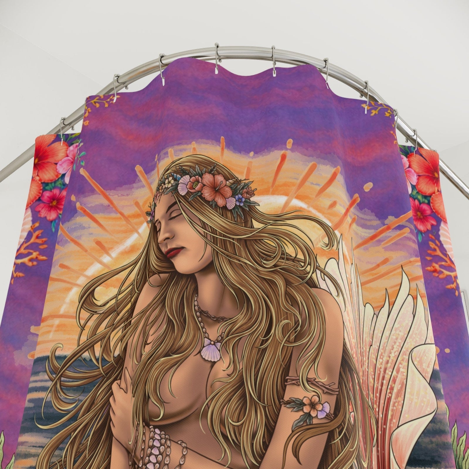 Mountains & Mermaids Blame It On My Gypsea Soul Mermaid Shower Curtain 71" × 74" 28932671133455624863