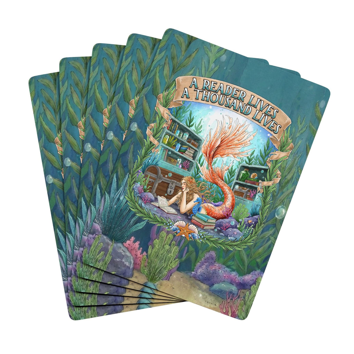 Printify Bookish Mermaid  Playing Cards 2.5" x 3.5" 33987463569805861672