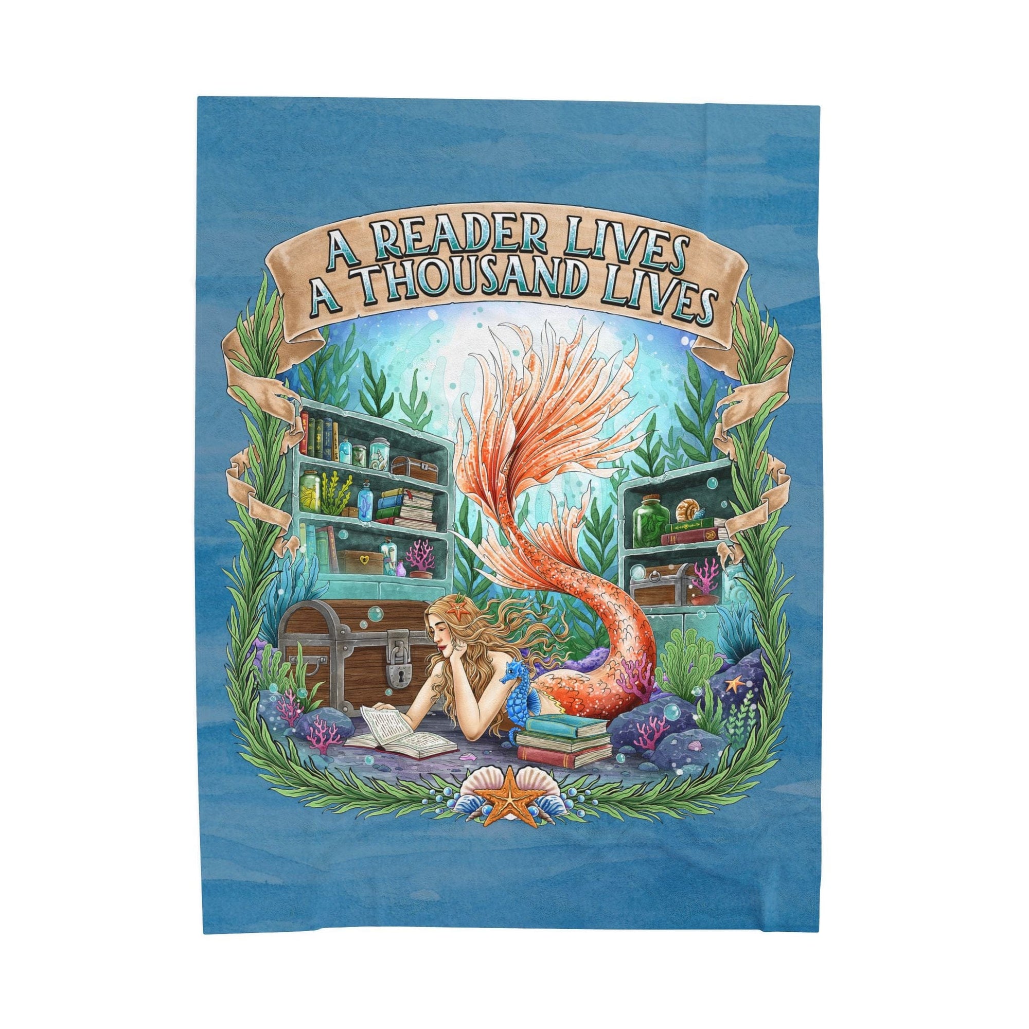 Printify Bookish Mermaid Plush Blanket 50" × 60" 37092883692151758122