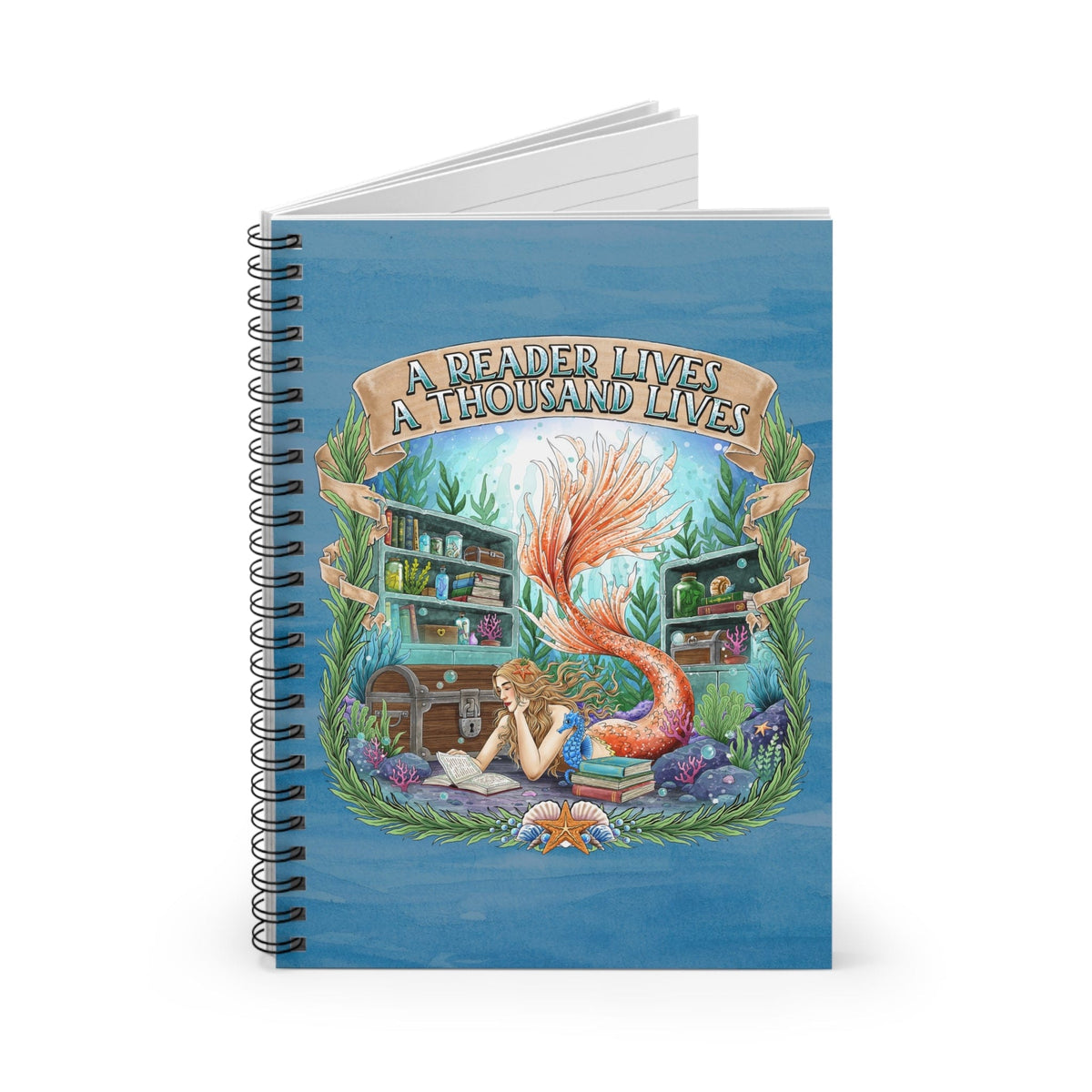 Printify Bookish Mermaid Reader Notebook One Size 33734253625663380908