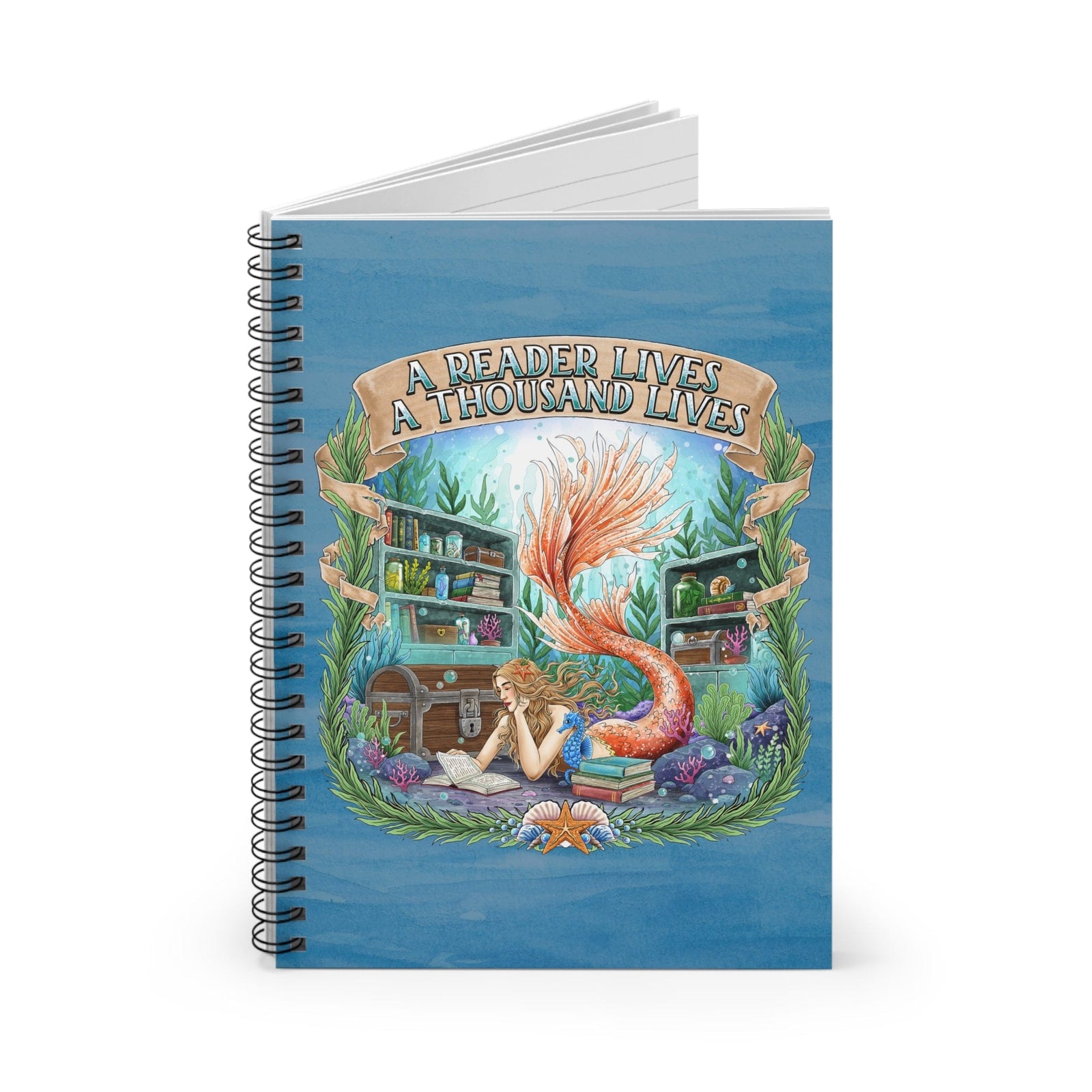 Printify Bookish Mermaid Reader Notebook One Size 33734253625663380908