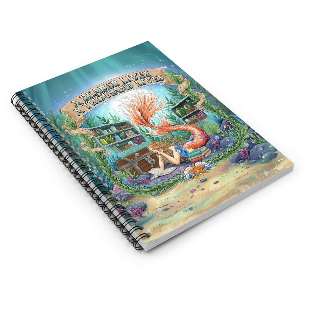 Printify Bookish Mermaid Reader Notebook One Size 33734253625663380908