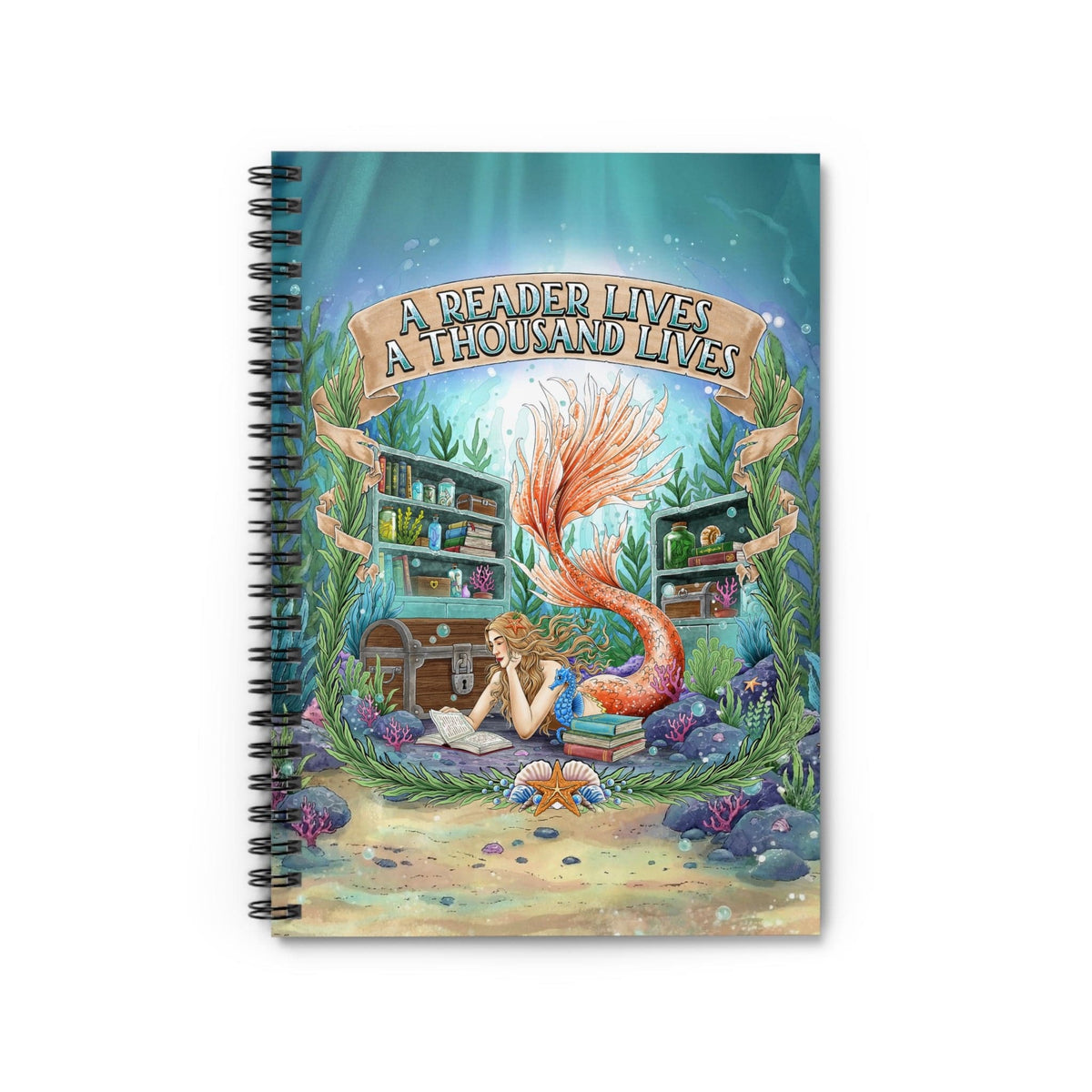 Printify Bookish Mermaid Reader Notebook One Size 33734253625663380908