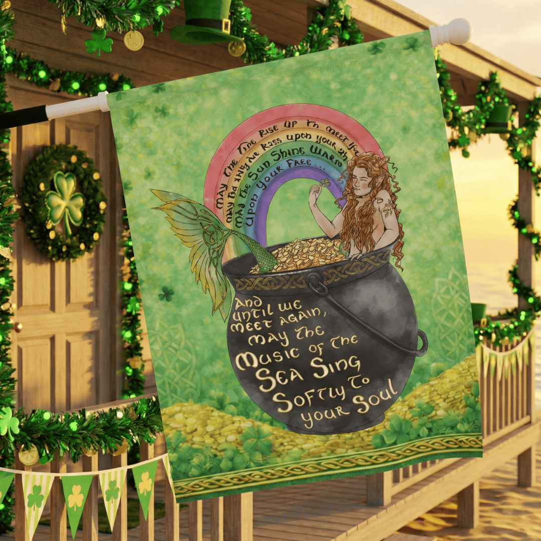 Printify Celtic Mermaid House Flag 24.5'' × 32'' 10464685859823280949
