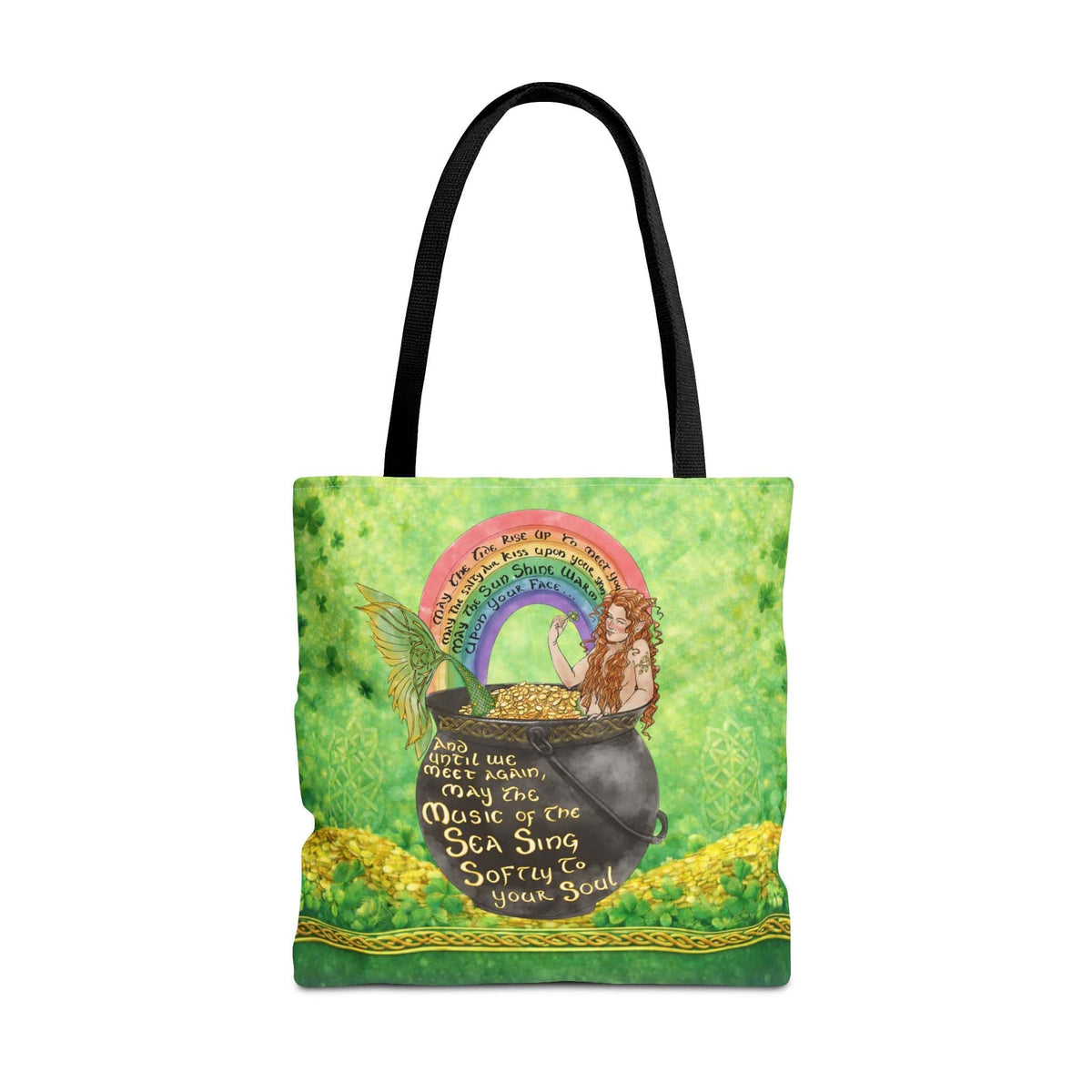 Printify Celtic Mermaid Tote Bag 18" × 18'' / Black 11279903836194759233