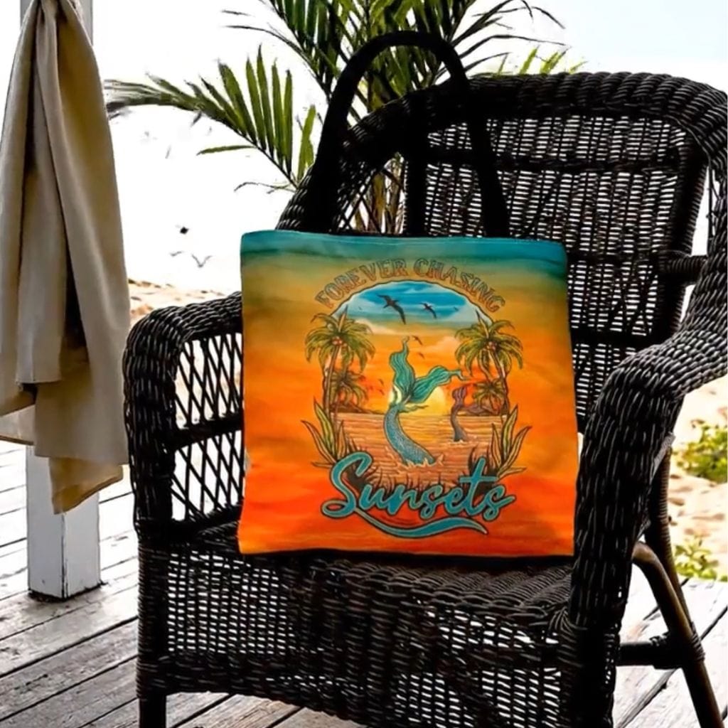 Printify Chasing Sunsets Tote Bag 18" × 18'' / Black 20331236986635862372