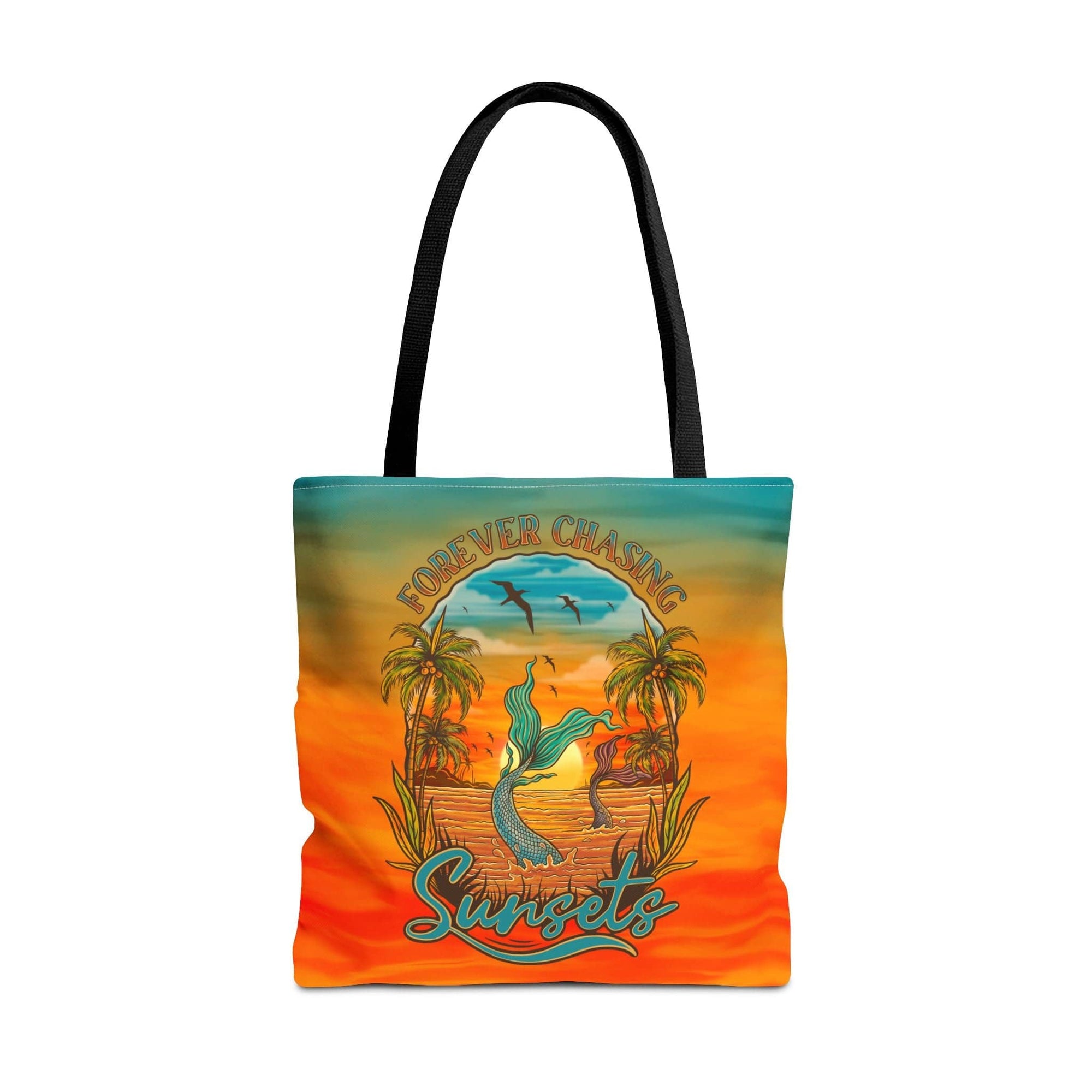 Printify Chasing Sunsets Tote Bag 18" × 18'' / Black 20331236986635862372