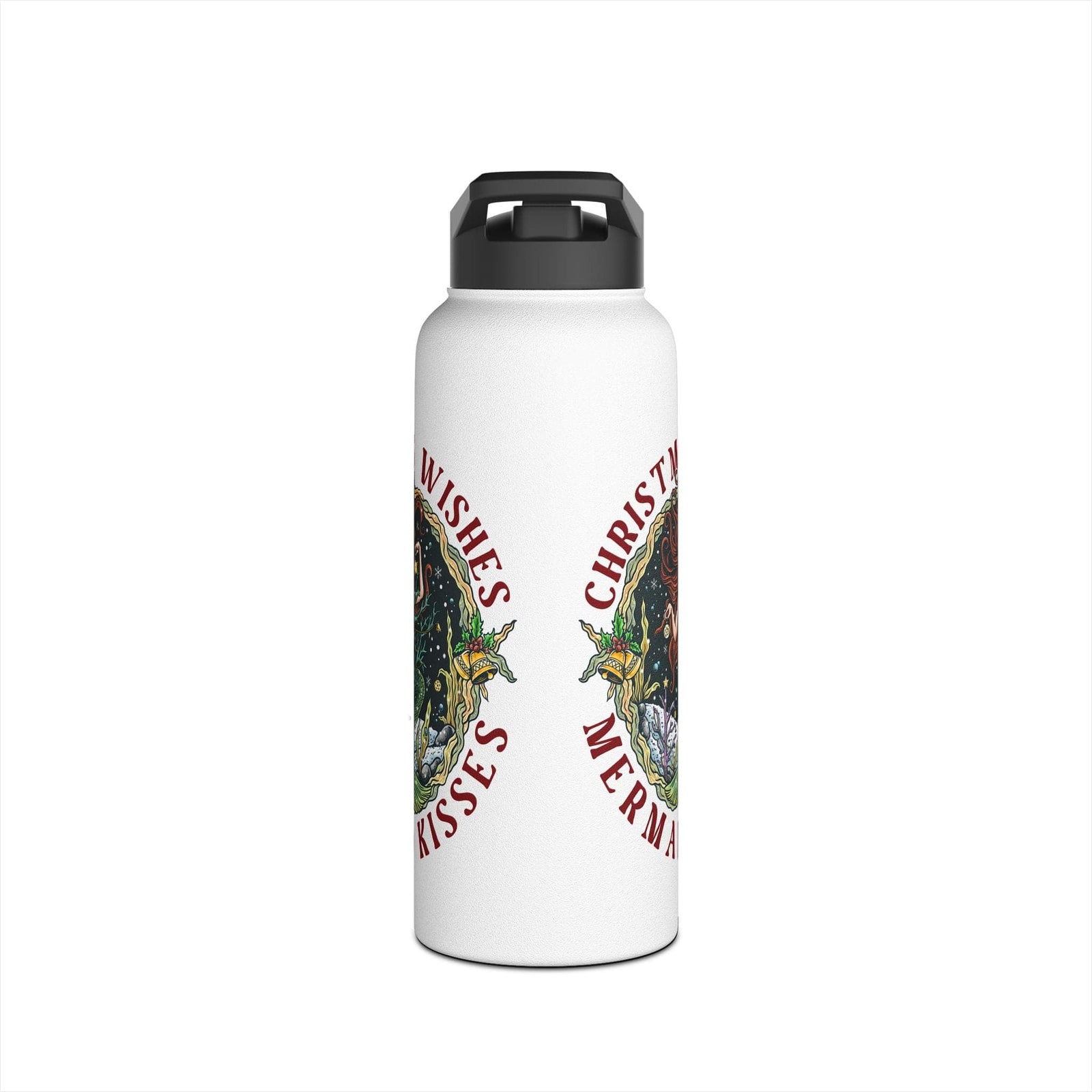 Printify Christmas Mermaid 32oz Stainless Steel Water Bottle 32oz / White 97661008006604526350
