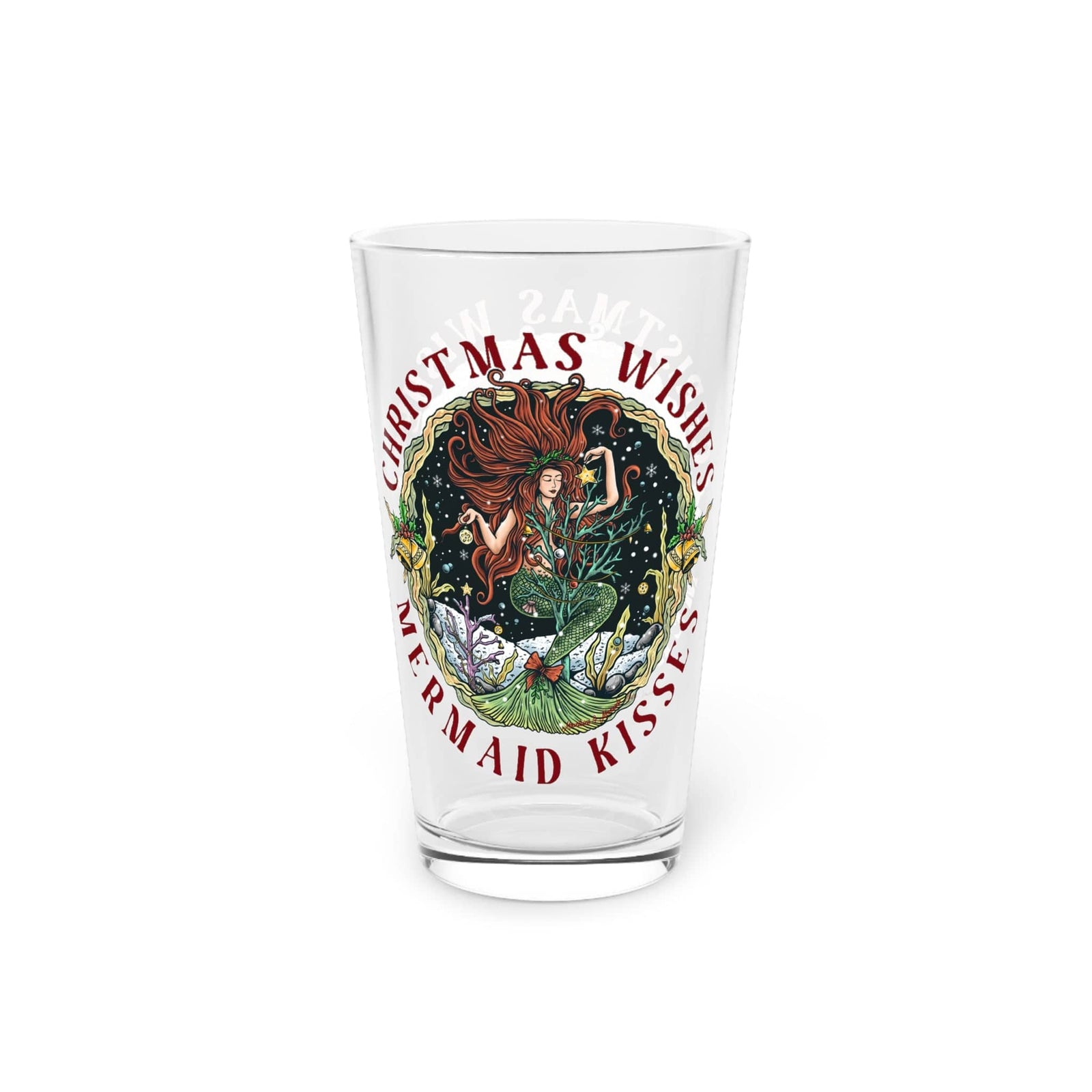 Printify Christmas Mermaid Pint Glass, 16oz 16oz 74155989824605271902