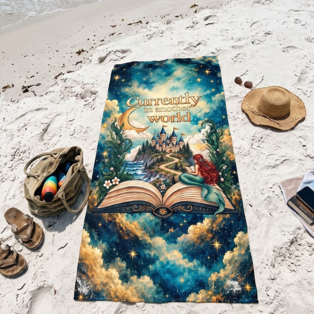 Printify Currently in Another World Fantasy Beach Towel 36" × 72" 27850939206434744385