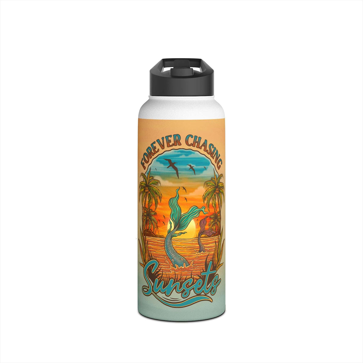 Printify Forever Chasing Sunsets 32oz Stainless Steel Water Bottle 32oz / White 18067014019123273080