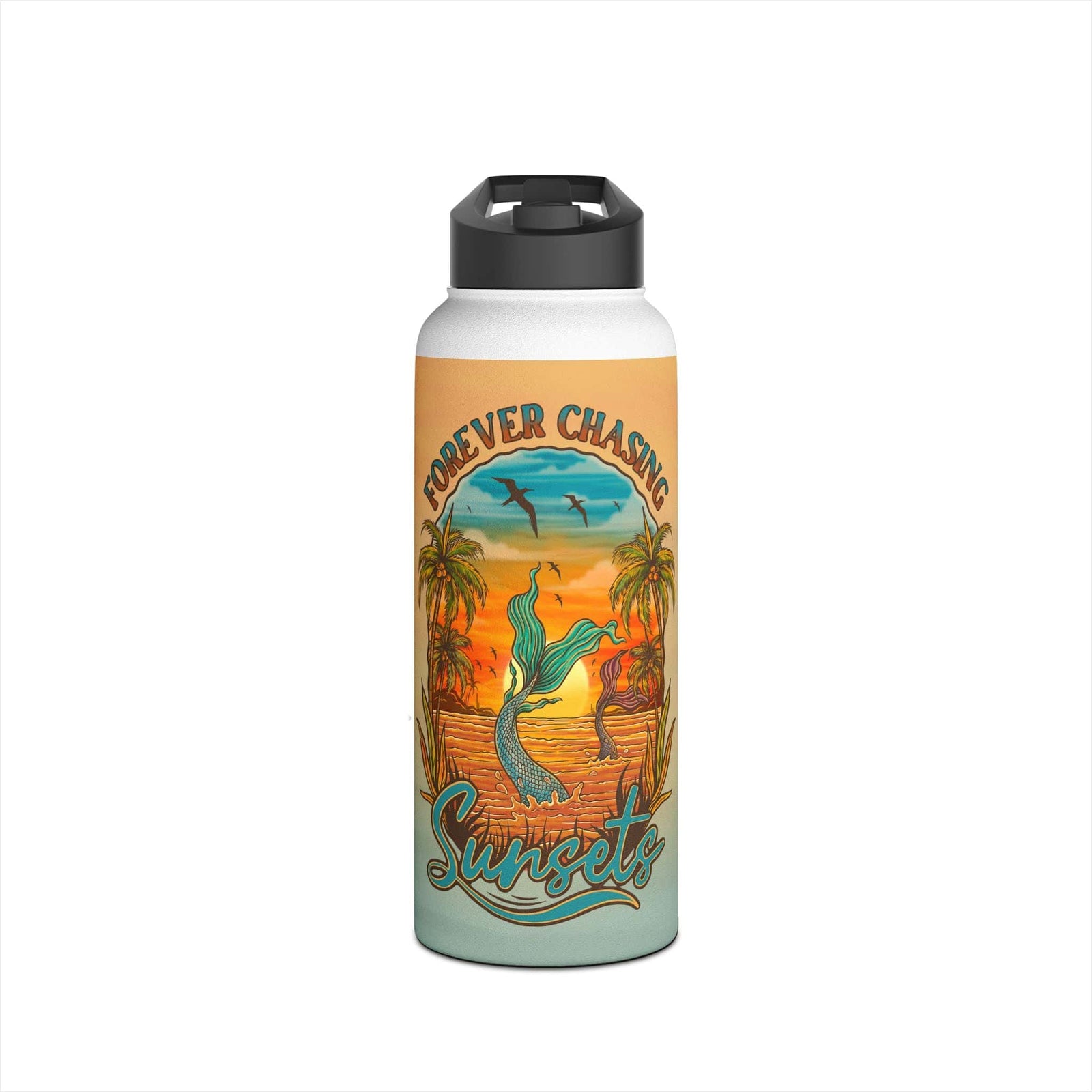 Printify Forever Chasing Sunsets 32oz Stainless Steel Water Bottle 32oz / White 18067014019123273080