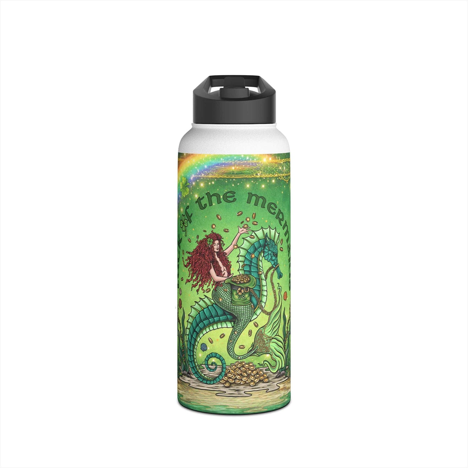 Printify Luck of the Mermaids 32oz Stainless Steel Water Bottle 32oz / White 12519152130097118754