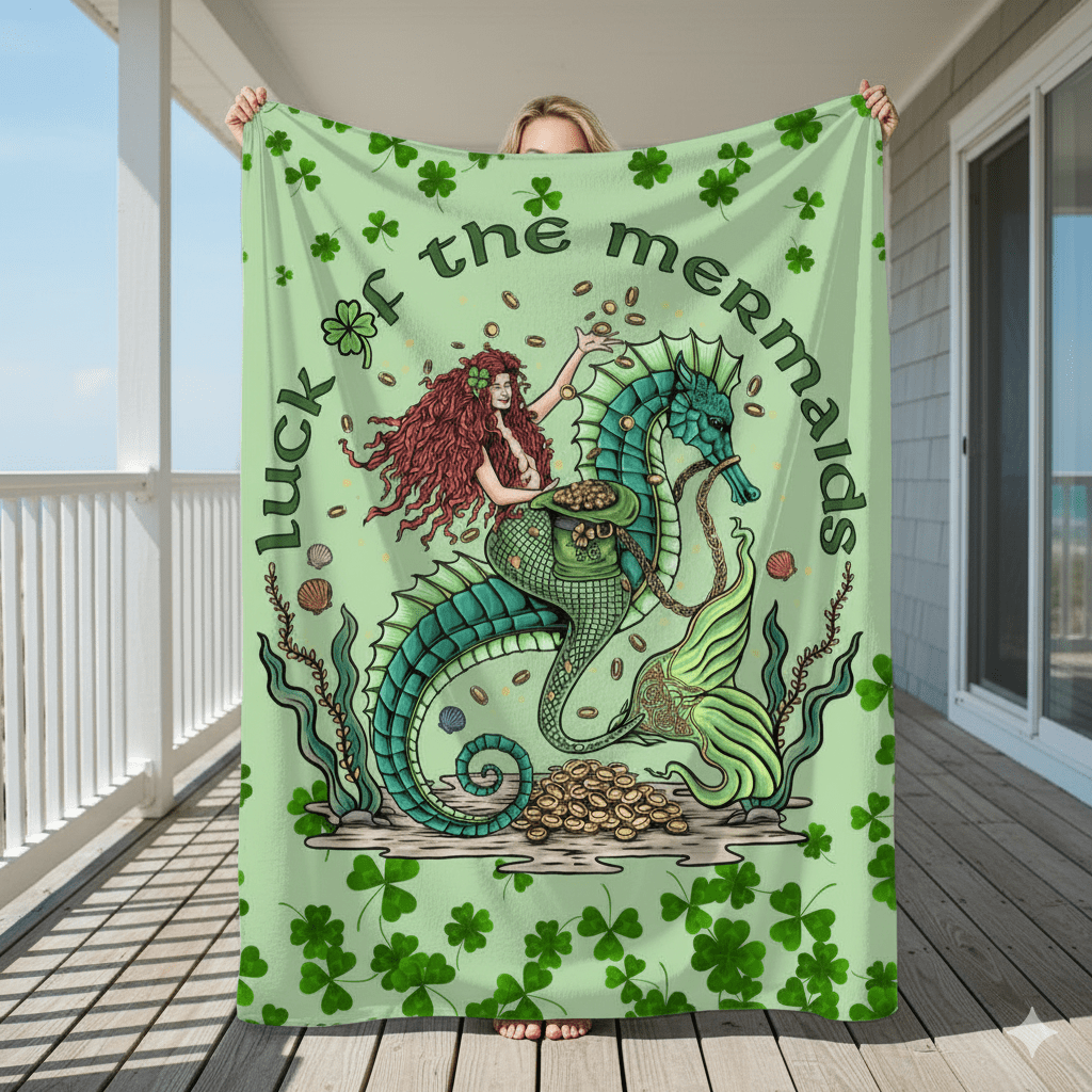 Printify Luck Of The Mermaids Plush Blanket 50" × 60" 27500640278484441117