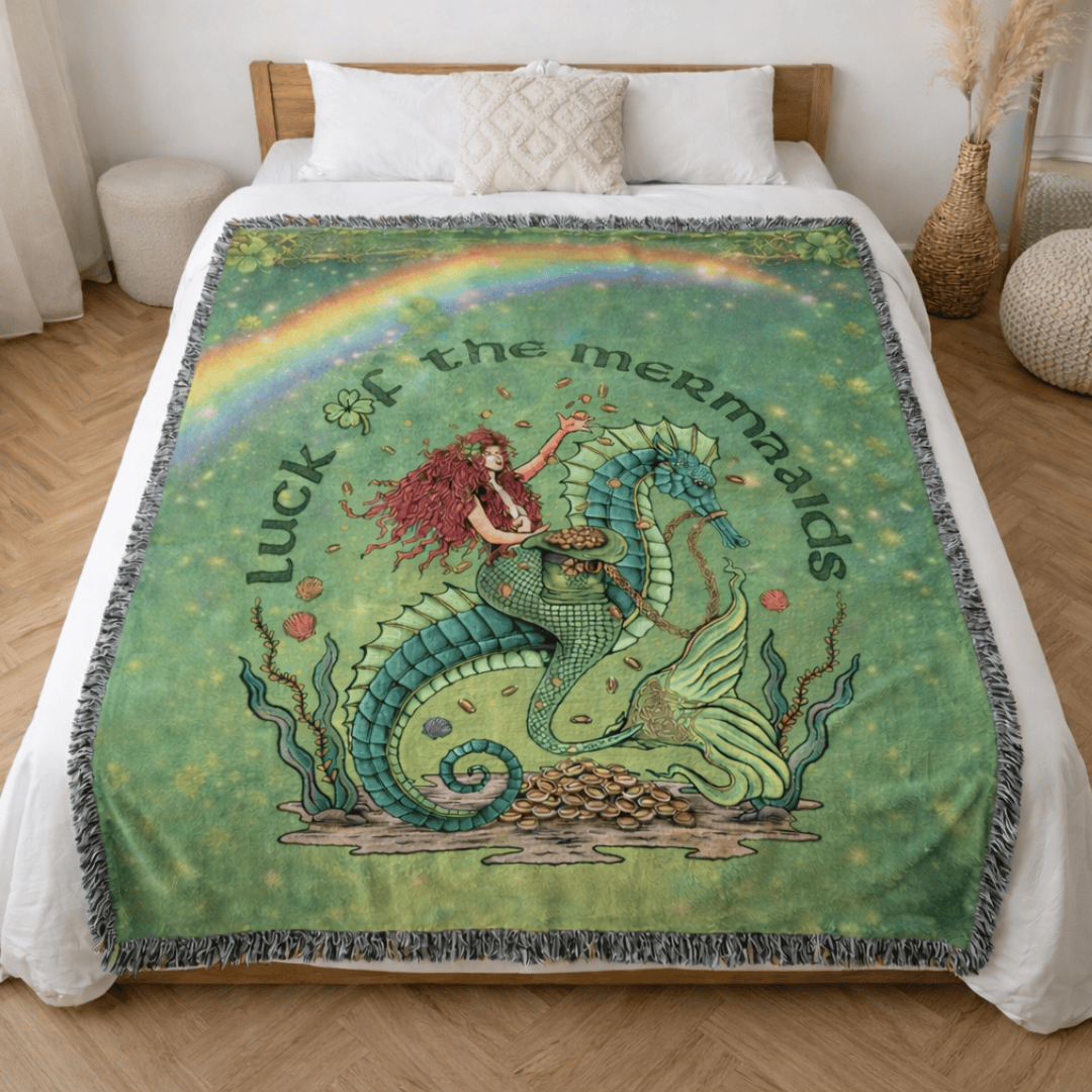 Printify Luck Of The Mermaids Woven Blanket