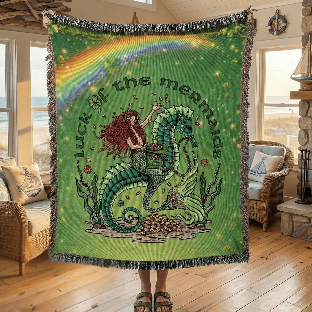 Printify Luck Of The Mermaids Woven Blanket