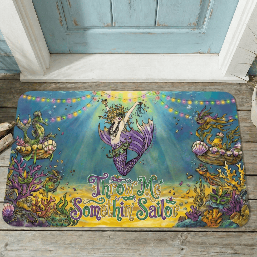 Printify Mardi Gras Mermaid Doormat 18'' × 30'' 25677219638294323274