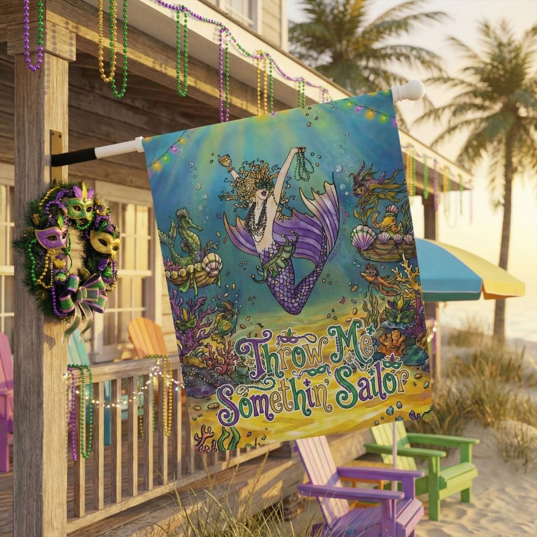 Printify Mardi Gras Mermaid House Flag 24.5'' × 32'' 28782196860441864157