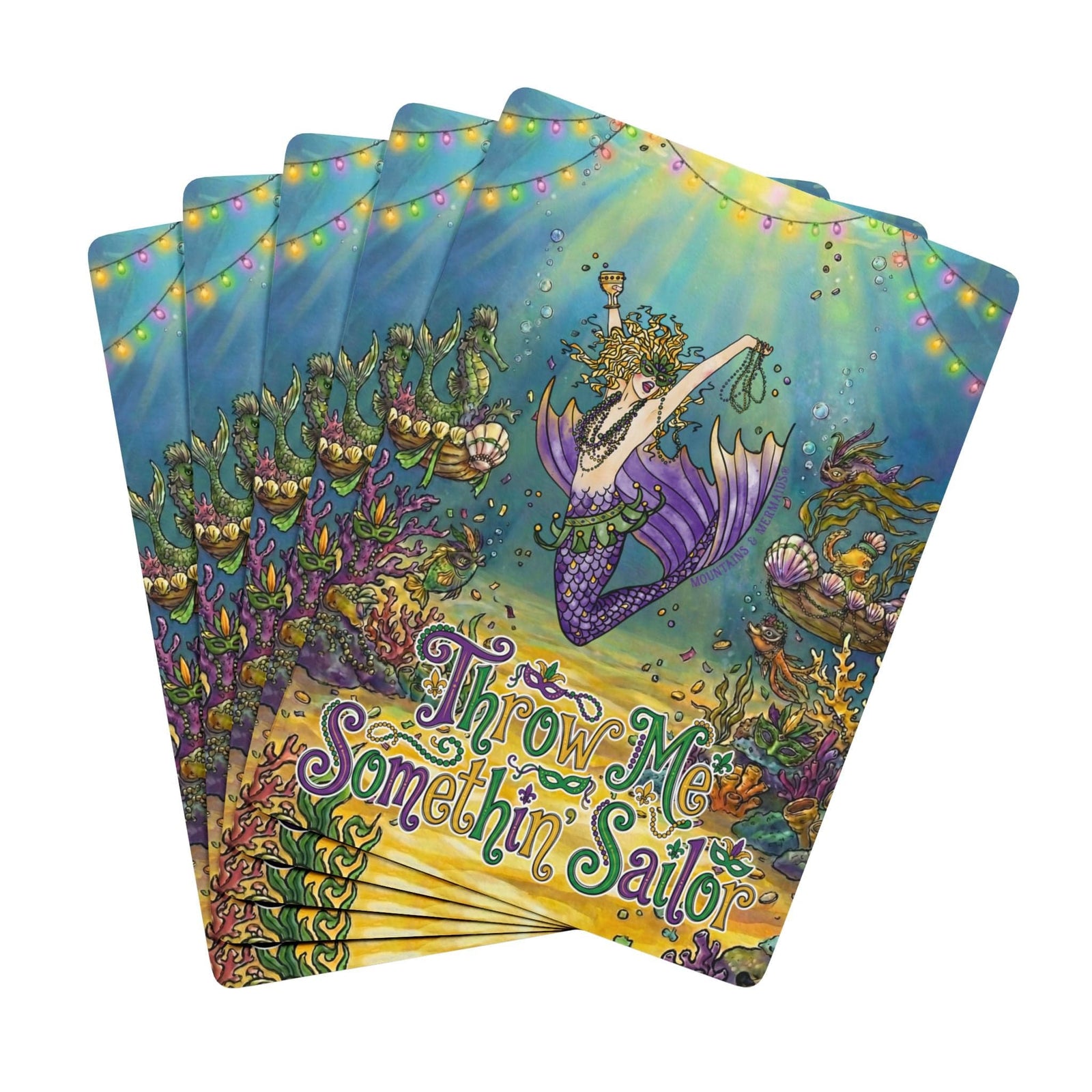 Printify Mardi Gras Mermaid  Playing Cards 2.5" x 3.5" / White / Semi Glossy 30225739588553918135