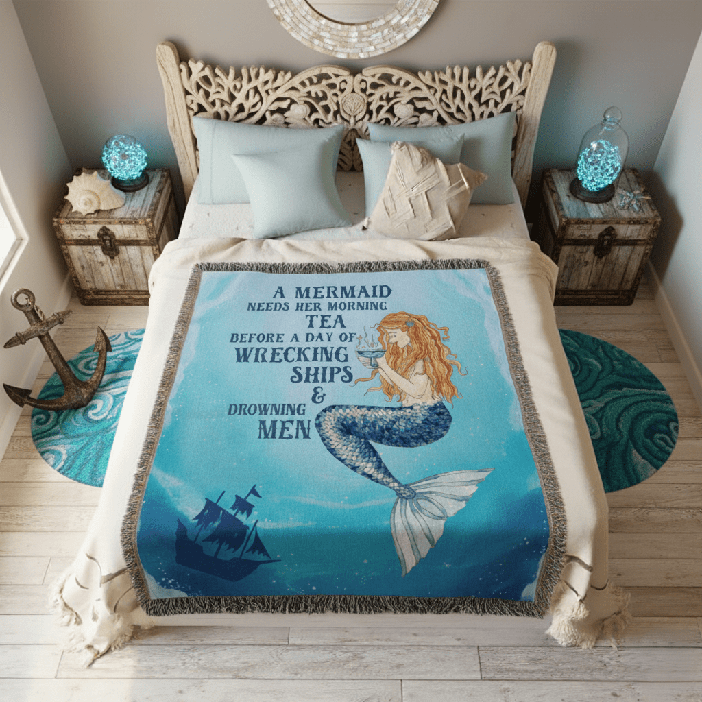 Printify Mermaid Brew Tea Woven Blanket