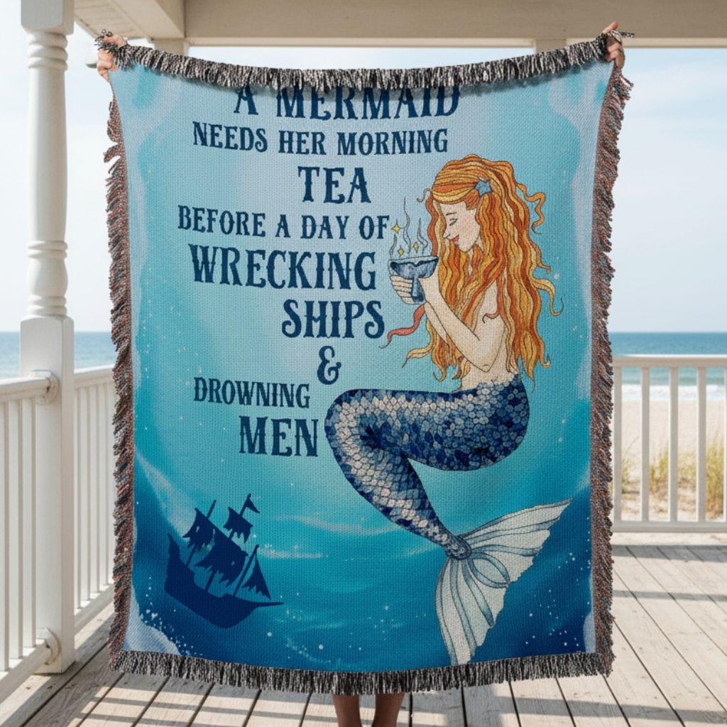 Printify Mermaid Brew Tea Woven Blanket