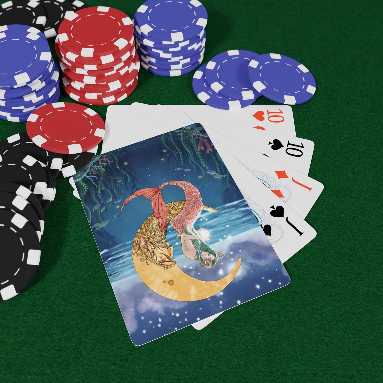 Printify Mermaid In The Moon  Playing Cards 2.5" x 3.5" 34022091453645108874