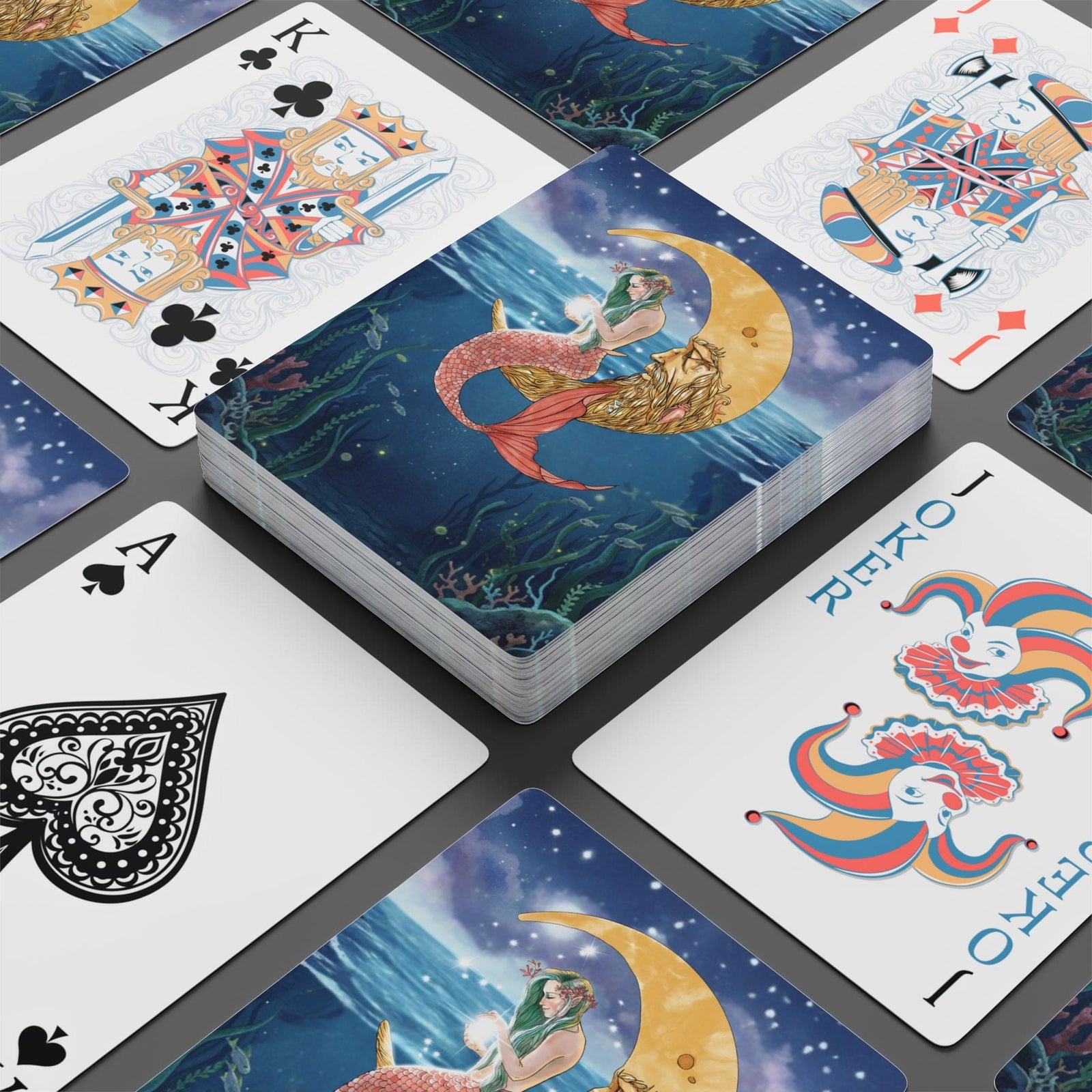 Printify Mermaid In The Moon  Playing Cards 2.5" x 3.5" 34022091453645108874
