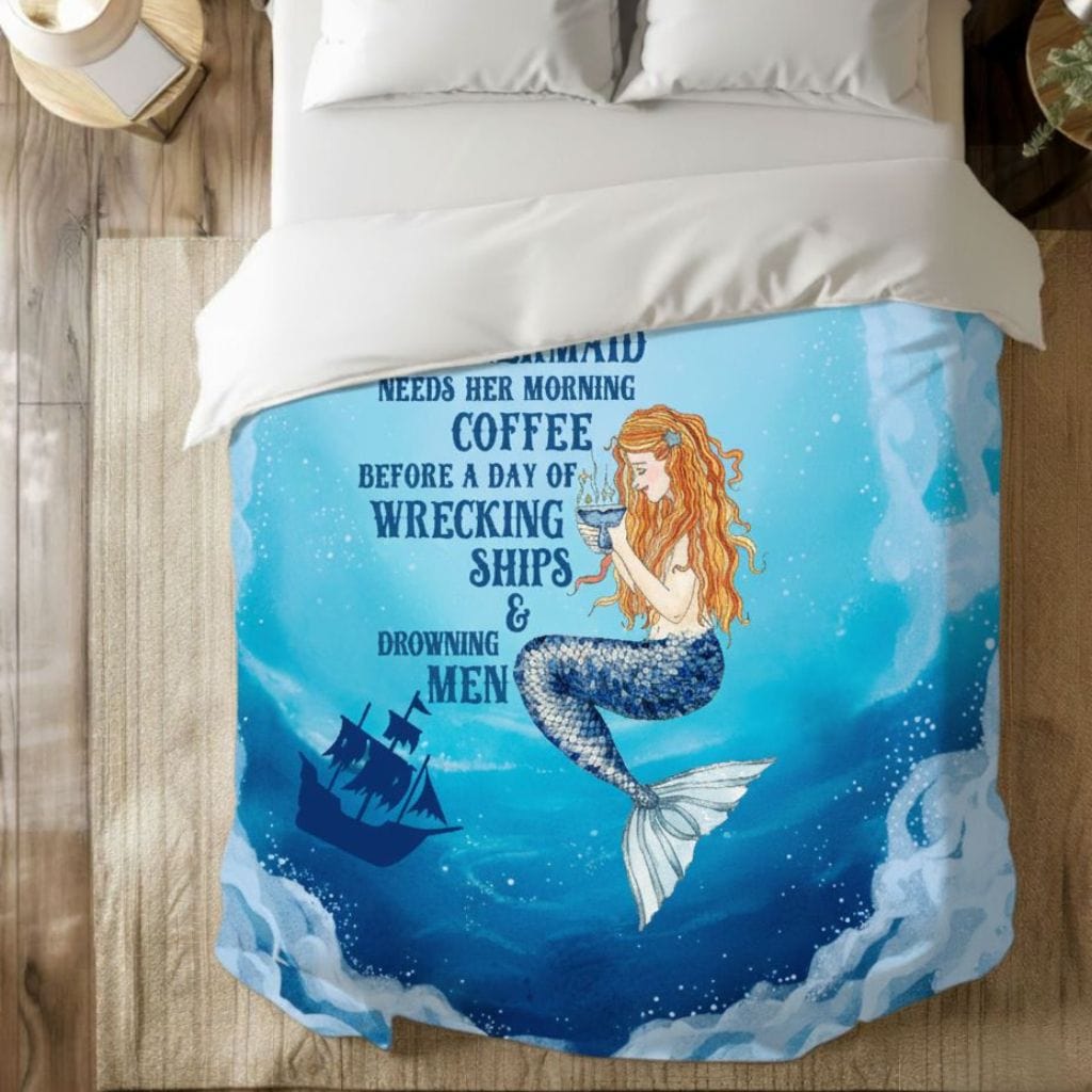 Printify Mermaid's Brew Plush Blanket