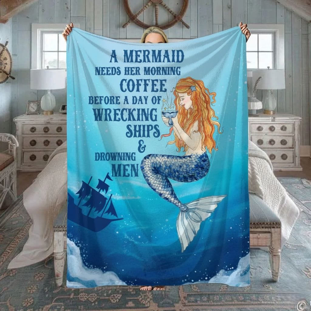 Printify Mermaid's Brew Plush Blanket