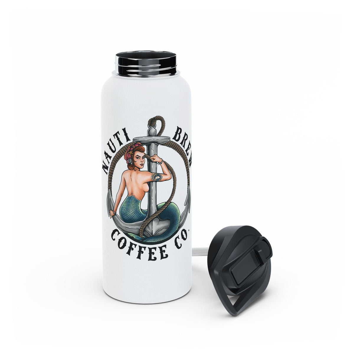 Printify Nauti Brew Coffee Co. 32oz Stainless Steel Water Bottle 32oz / White 15057039419935617516