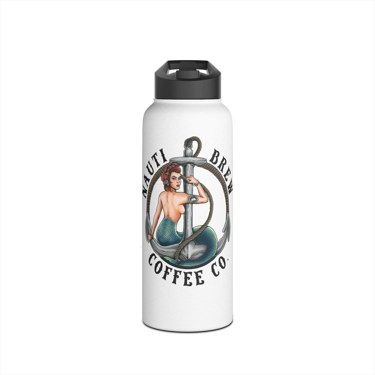 Printify Nauti Brew Coffee Co. 32oz Stainless Steel Water Bottle 32oz / White 15057039419935617516