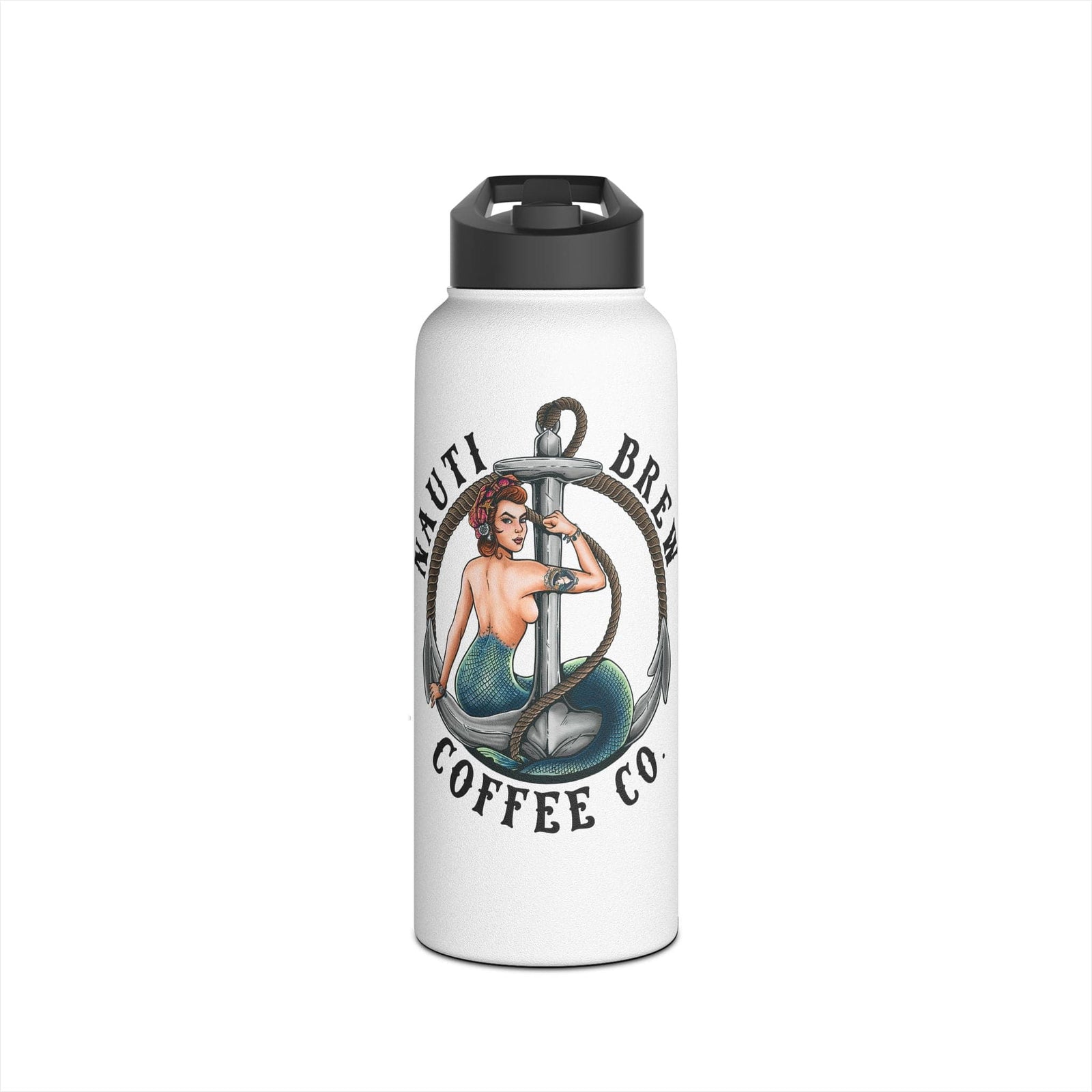 Printify Nauti Brew Coffee Co. 32oz Stainless Steel Water Bottle 32oz / White 15057039419935617516