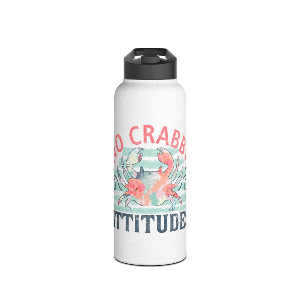 Printify NO CRABBY ATTITUDE 32oz Stainless Steel Water Bottle 32oz / White 25642995107432525613