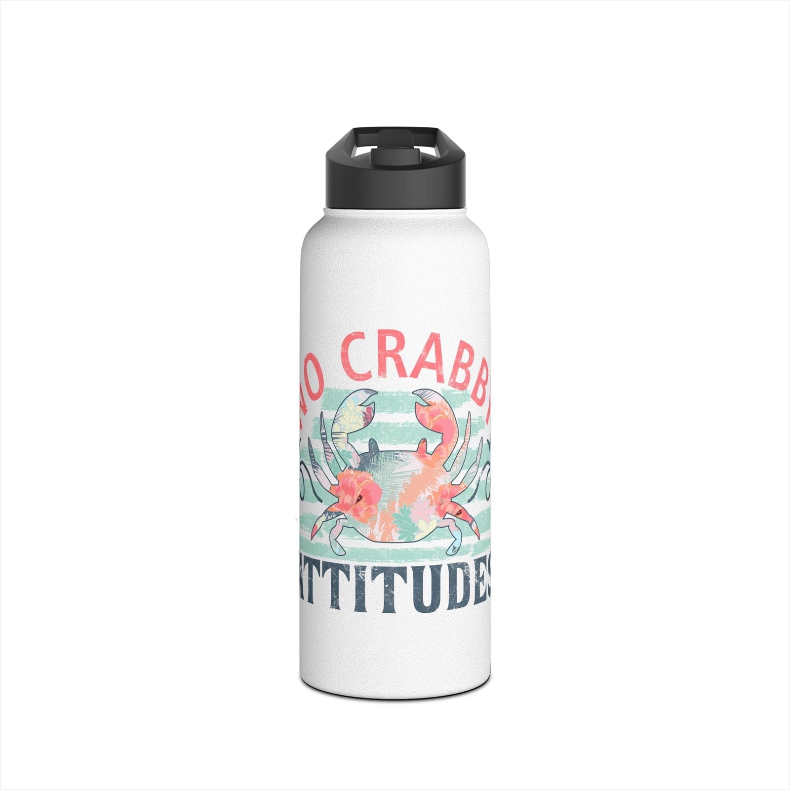 Printify NO CRABBY ATTITUDE 32oz Stainless Steel Water Bottle 32oz / White 25642995107432525613