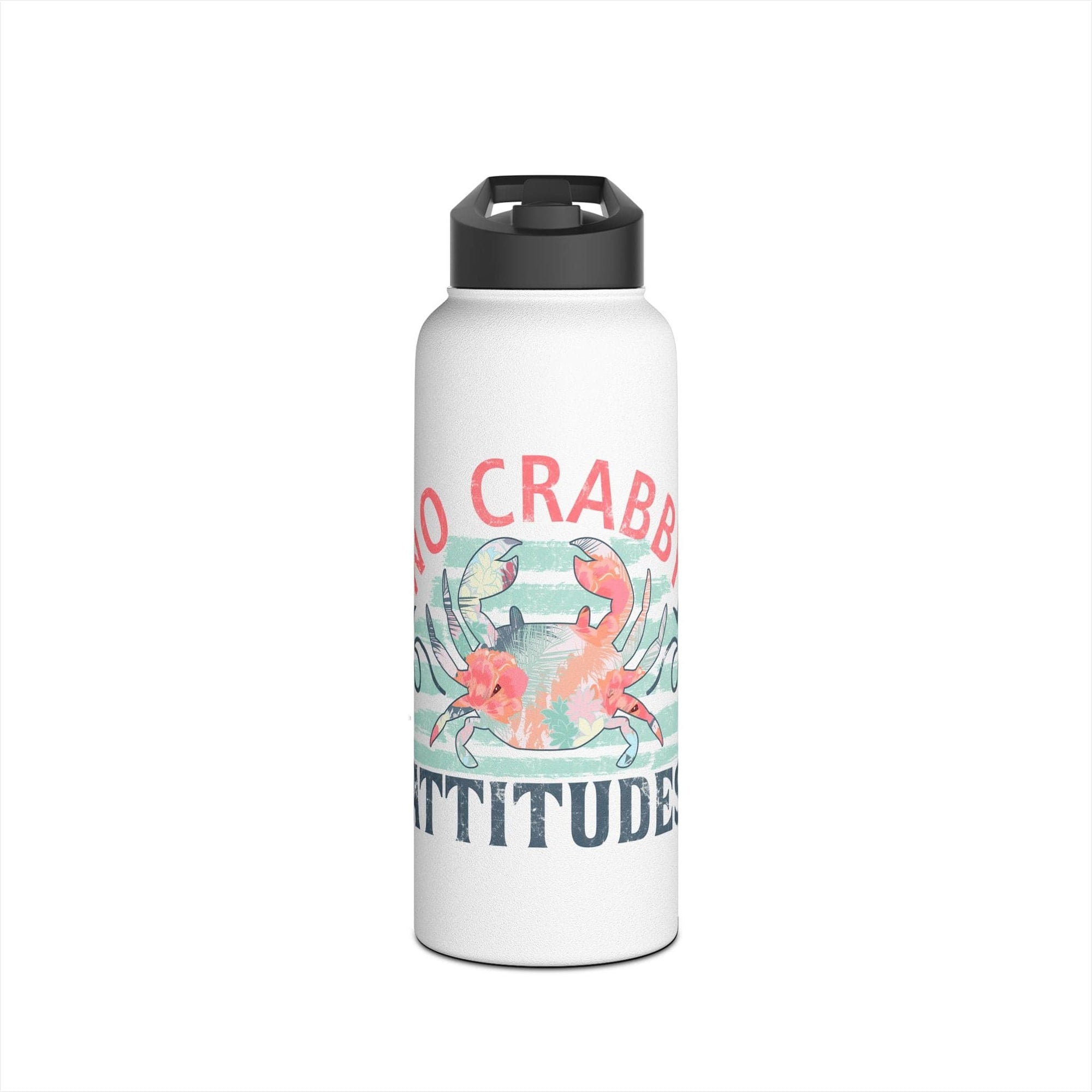 Printify NO CRABBY ATTITUDE 32oz Stainless Steel Water Bottle 32oz / White 25642995107432525613