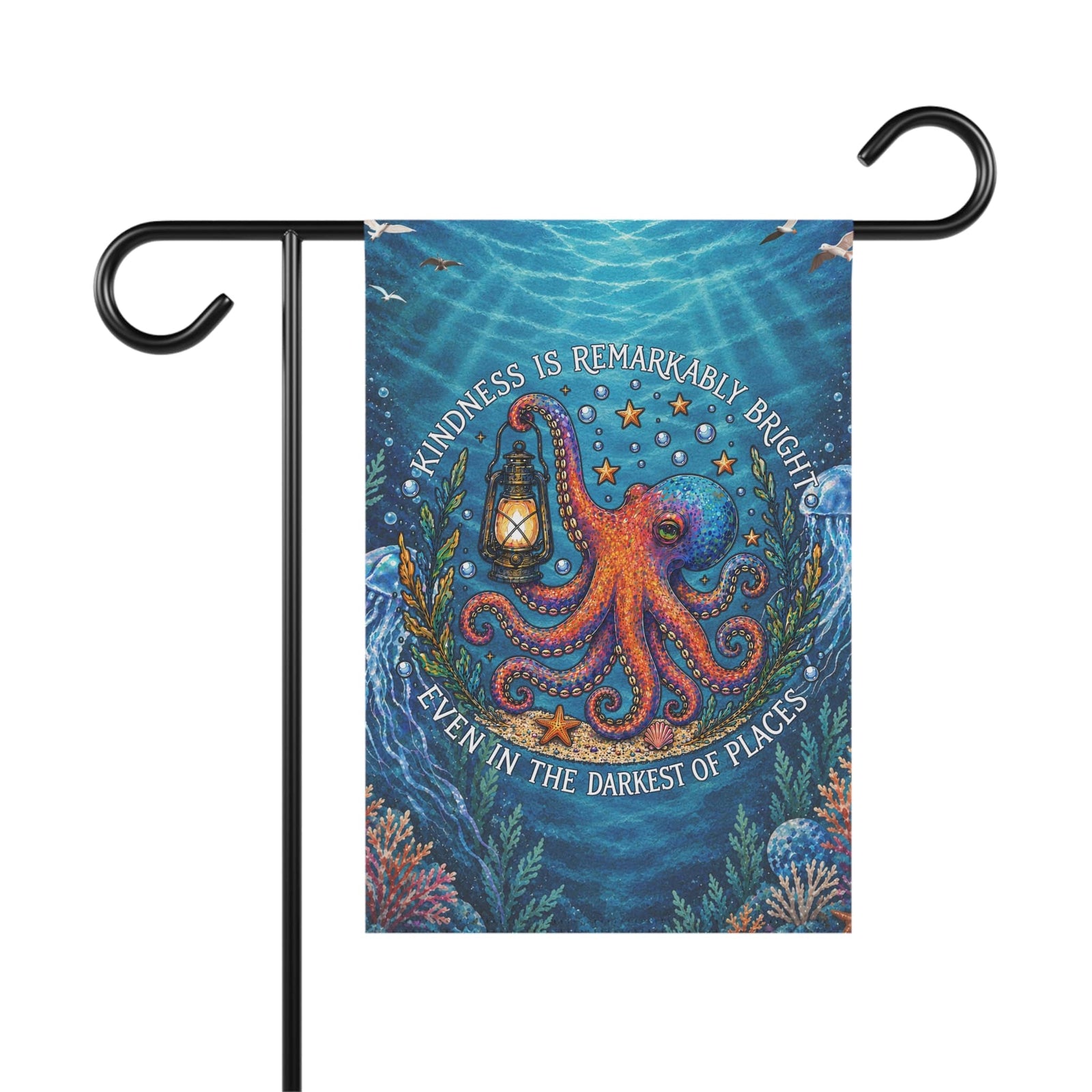 Printify Remarkably Kind Octopus House Flag 12'' × 18'' 44331556871296366897