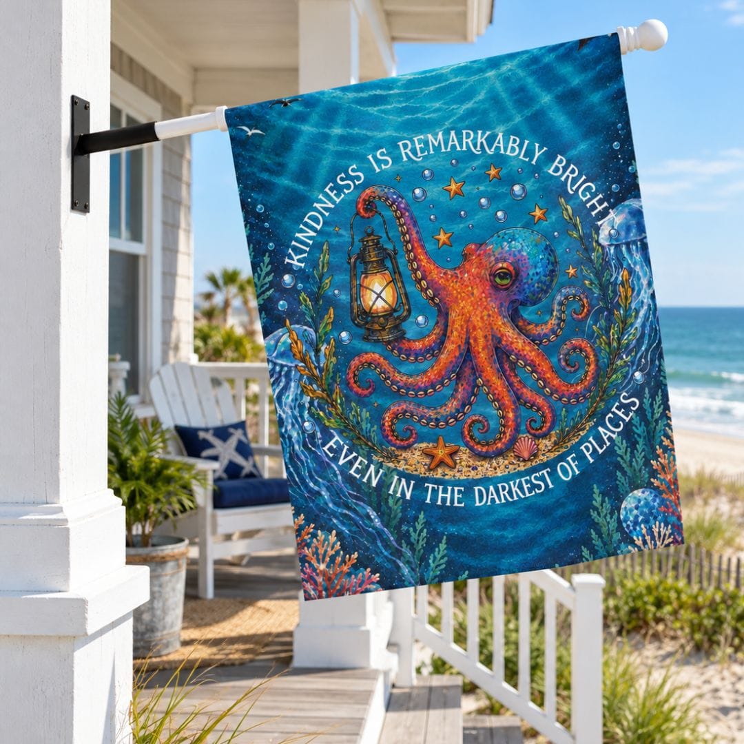 Printify Remarkably Kind Octopus House Flag